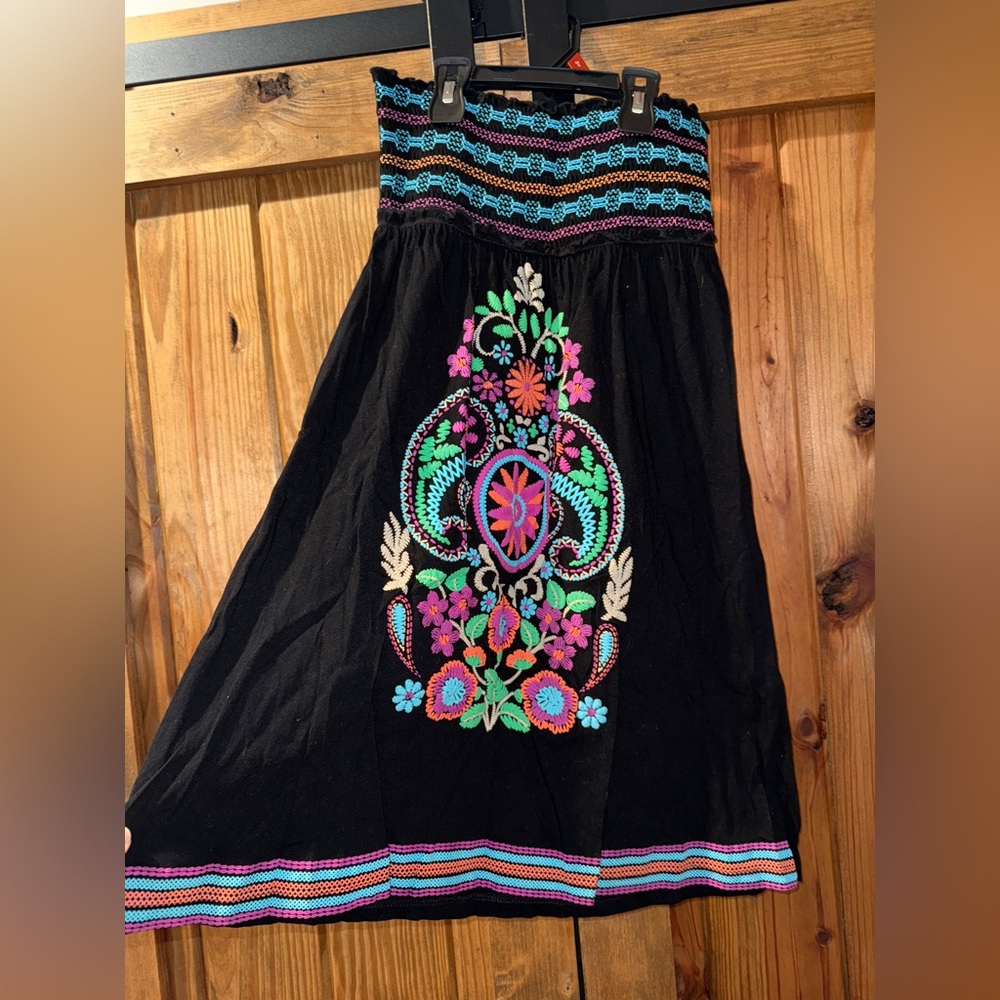 Embroidered Black Dress